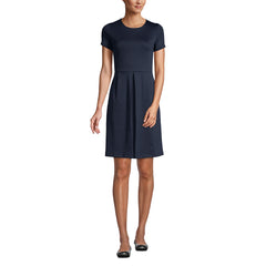 School Uniform Women's Short Sleeve Ponte Dress Top of Knee