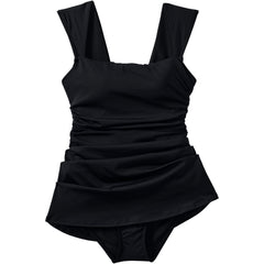 Women's Smoothing Square Neck Ruched Swim Dress Swimsuit