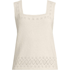 Women's Plus Size Pointelle Square Neck Tank Sweater