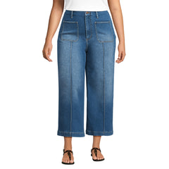 Women's Plus Size Recover Denim High Rise Patch Pocket Extra Wide Leg Crop Jeans