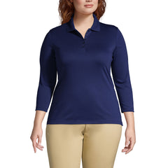 Women's Plus Size Supima Cotton 3/4 Sleeve Polo Shirt
