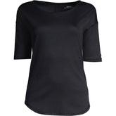 Women's Supima Micro Modal Elbow Sleeve Balletneck Curved Hem Top