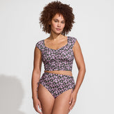 Women's DDD-Cup Ruched Cap Sleeve Midkini Top