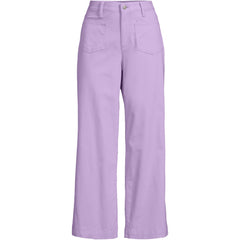 Women's Petite High Rise Patch Pocket Wide Leg Chino Crop Pants