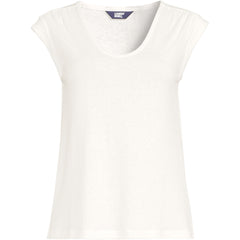 Women's Linen Blend Cap Sleeve Gathered Shoulder Tee