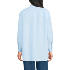 Women's Petite Oversized No Iron Tunic with Statement Collar Shirt