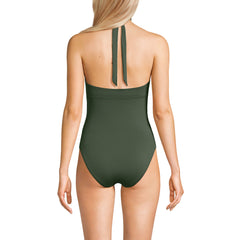 Women's Long Criss Cross Halter One Piece Swimsuit