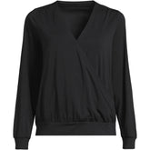 Women's Long Sleeve Lightweight Jersey Surplice Blouse