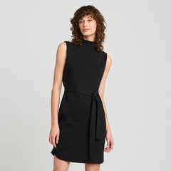 Women's Cotton Blend Short Sleeve Mock Neck Sweater Dress