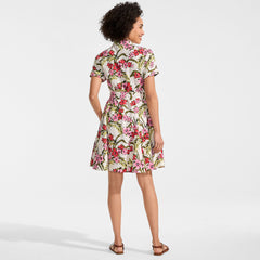 Women's Tall Linen Blend Button Front Dress with Godets