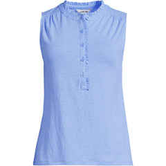 Women's Plus Size Linen Blend Ruffle Trim Tank Top