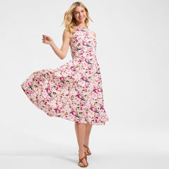 Women's Petite Poplin Boatneck Midi Dress