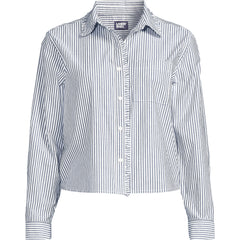 Women's Plus Size Poplin Cropped Shirt with Ruffles