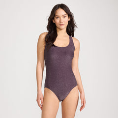 Women's Petite Tugless Shine X-Back One Piece Swimsuit