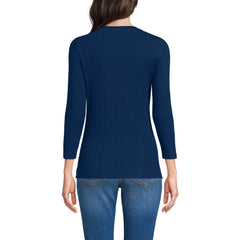 Women's 3/4 Sleeve Variegated Micro Rib Henley