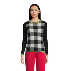 Women's Petite Cashmere Crew Neck Sweater Tee - Jacquard
