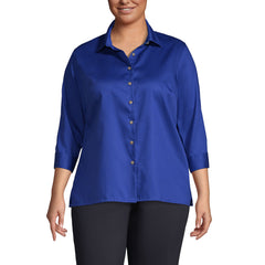 School Uniform Women's Plus Size 3/4 Sleeve Performance Twill Shirt