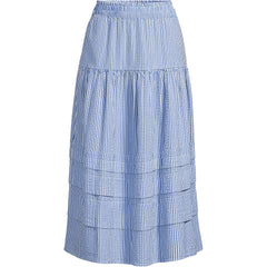 Women's Plus Size Seersucker Pull On Midi Skirt