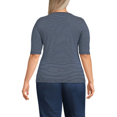 Women's Plus Size Lightweight Jersey Skimming Elbow Sleeve Crew Neck T-shirt