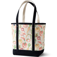 Large Print 5 Pocket Open Top Long Handle Canvas Tote Bag