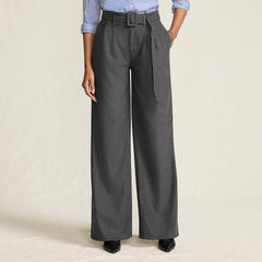 Women's Petite Brushed Flannel Mid Rise Wide Leg Trousers