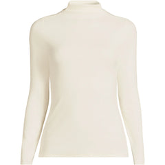 Women's Plus Size Drapey Rib Skimming Long Sleeve Mock Neck