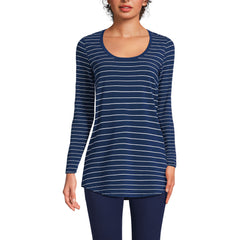 Women's Long Sleeve Power Performance Scoop Neck Curved Hem Tunic Tee