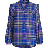 Women's Ruffle Front Flannel Popover Blouse