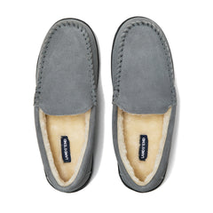 Men's Fuzzy Lined Suede Moccasin Slippers