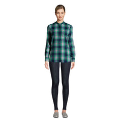 Women's Petite Flannel Long Sleeve Tunic Top