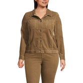Women's Plus Size Corduroy Cropped Button Front Jacket