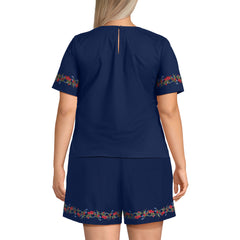 Women's Plus Size Poplin Eyelet Shirt