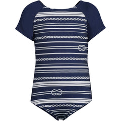 Girls Cap Sleeve Portrait One Piece Swimsuit