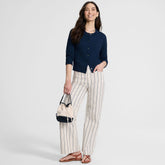 Women's High Rise 5 Pocket Wide Leg Chino Oxford Stripe Pants