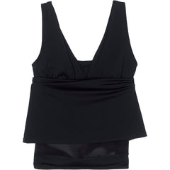 Women's Long Chlorine Resistant Tummy Control Grecian Tankini Swimsuit Top Adjustable Straps