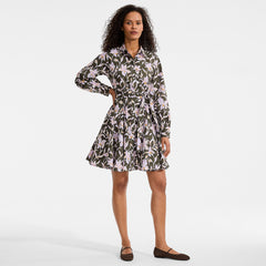 Women's Petite Poplin Button Front Dress with Godets