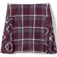 Girls Slim Side Pleat Plaid Skort Above the Knee