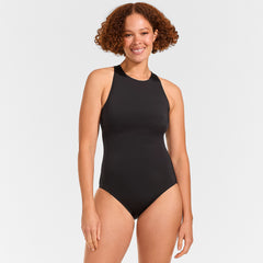 Women's D-Cup Tugless High Neck Portrait Back One Piece Swimsuit