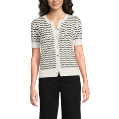 Women's Cotton Viscose Short Sleeve Cardigan Sweater