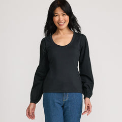 Women's Supima Interlock Scoop Neck Blouson Sleeve Top