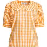Women's Plus Size Carefree Cotton Puff Sleeve Statement Collar Shirt
