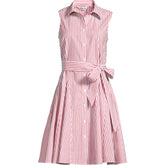 Women's Petite Poplin Button Front Dress with Godets
