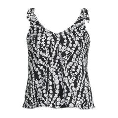 Women's Petite Tie Shoulder Flutter Tankini Top