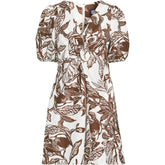 Women's Plus Size Linen Above the Knee Puff Sleeve Dress