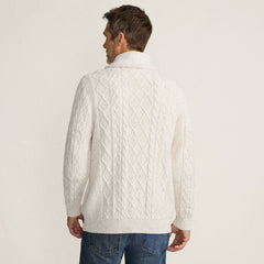 Men's Long Sleeve Cotton Blend Cable Shawl Cardigan