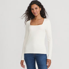 Women's Long Sleeve Rib Square Neck Tee
