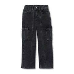 Girls Denim Cargo Wide Leg Jeans