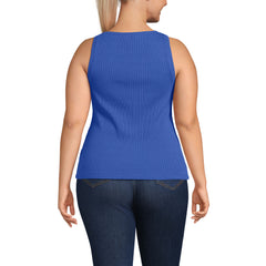Women's Plus Size Pointelle Rib UNeck Tank