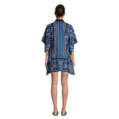 Women's Petite Cotton Poplin Button Down Kaftan Shirt Dress Swim Cover-up Print
