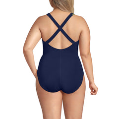 Women's Plus Size Tugless X-Back One Piece Swimsuit